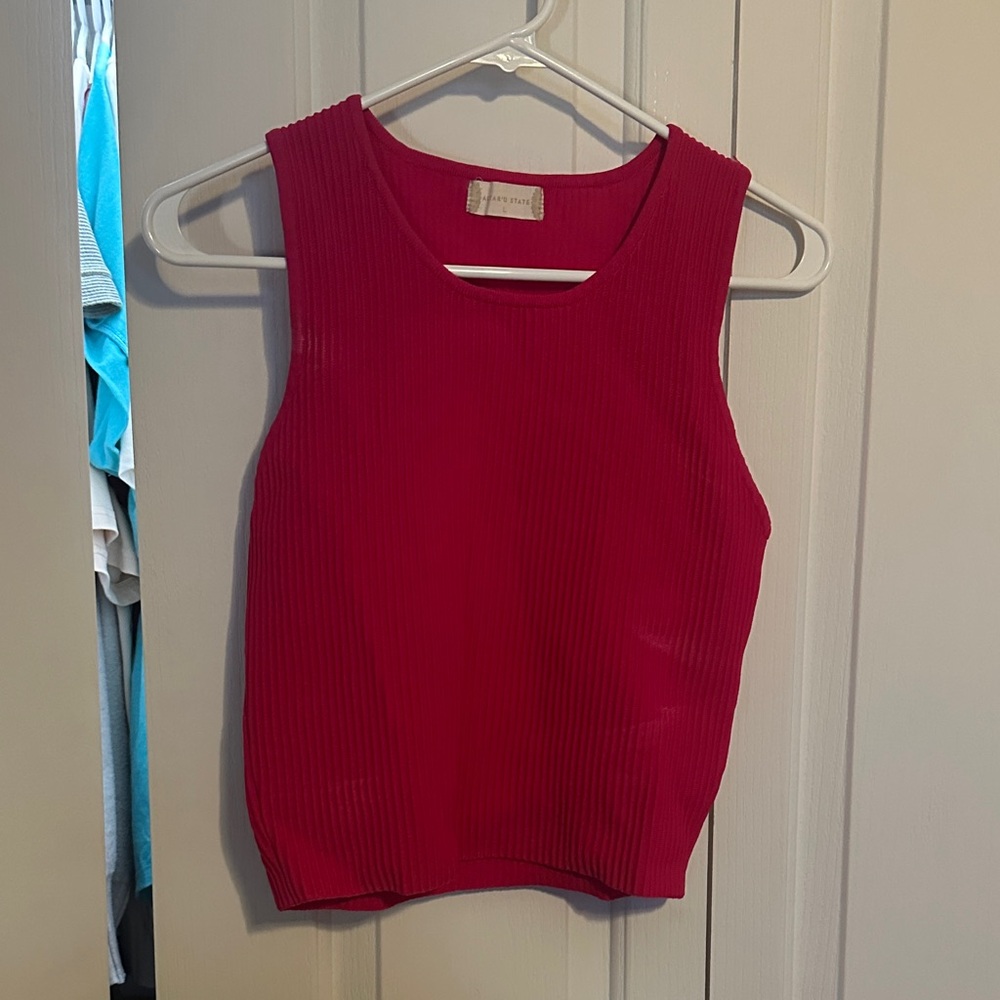 Altar'd State Vibrant Pink Ribbed Tank Top